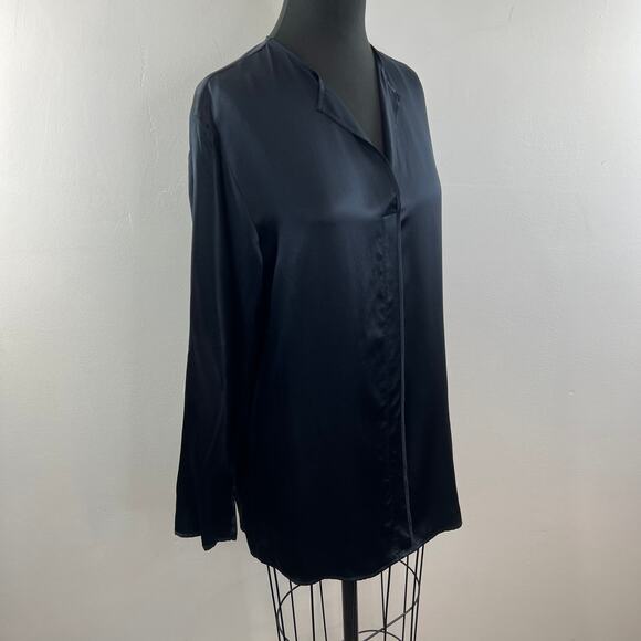 VINTAGE Elie Tahari Black Top Silk Split-Neck Bell Sleeve Pullover Size Large L - Picture 5 of 10